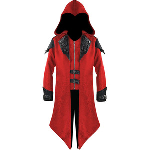 Drop Ship Mens Trench Coat Cuero con capucha Medieval Gothic Renaissance Retro Punk Chaquetas de manga larga - Product Image 3
