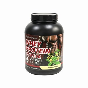 Poudre de protéines de lactosérum saveur vanille 1 <span class=keywords><strong>kg</strong></span>, complément nutritionnel sportif, poudre de protéines pour la musculation et le fitness, pour l'apport en protéines quotidien - Product Image 1
