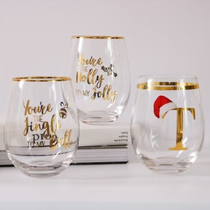 Logo personnalisé 260ml/330ml jus de boisson/tasses d'eau froide verre à vin épais sans tige en relief conception pour restaurant hôtel - Product Image 1