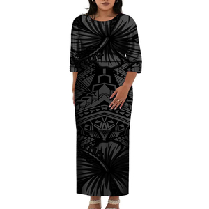 Nuevo Conjunto <span class=keywords><strong>de</strong></span> Vestido Puletasi Samoano con Diseño <span class=keywords><strong>de</strong></span> Arte <span class=keywords><strong>de</strong></span> las Islas del Pacífico, Venta al Por Mayor, Personalizado, Tallas Grandes para Mujer, Cuello Redondo, Diseño con Botones, 2 Piezas - Product Image 5
