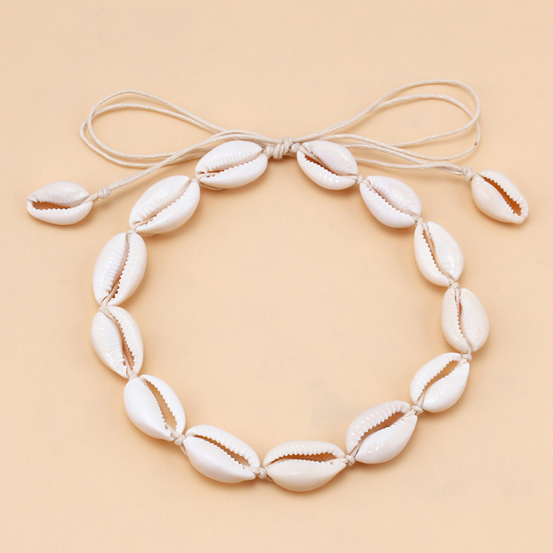Unbound white rope seashell necklace
