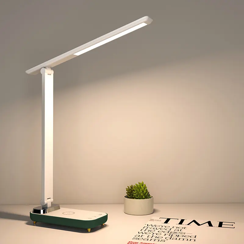 Eye Protection Led Table Lamps Type C Charging Port Foldable Rechargeable Led Desk Lamp With Fast Wireless Charger For Study
