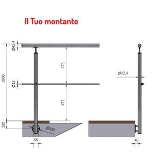 VERTICAL Ø 42,4 1 SATÉN-ACABADO AISI 304 TRANSVERSAL DE ACERO INOXIDABLE FIJACIÓN LATERAL TRANSVERSAL EXTERNO ALTURA Balaustradas Pasamanos - Product Image 1