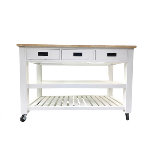 Îlot de cuisine moderne en bois massif avec rangement et plan de travail extensible - Product Image 1
