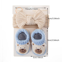 Chaussettes pour nouveau-nés et tout-petits les plus vendues avec bandeau assorti, chaussettes antidérapantes respirantes en acrylique tricoté à motif de dessin animé pour bébé