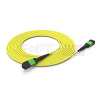 JFOPT MPO-12 SM G657A1 Fiber Optic Patch Cord 1M 3.0mm LSZH Yellow Cable 1310/1550nm High-Density Data Center Type B Polarity