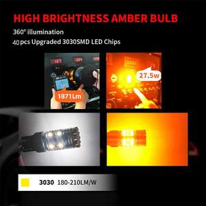 Ampoules LED bicolores 3157 feux de freinage 3030 40smd Blanc Jaune <span class=keywords><strong>Signal</strong></span> Rouge Ambre Led 12v - Product Image 3