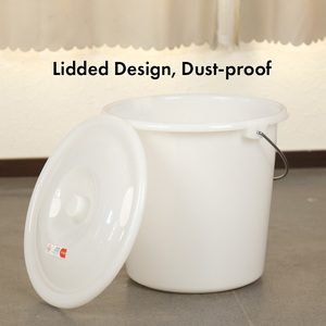 Thickened PE <b>Plastic</b> Pail <b>Food</b> Grade High Temperature Resistant Storage Bucket with lid and Stainless Steel Handle for Household - Product Image 1