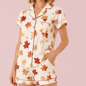 Pigiama Estivo da <span class=keywords><strong>Donna</strong></span> a Maniche Corte, Abbigliamento da Notte e Loungewear, Design all'Ingrosso, Camicia da Notte Stampata, Lingerie Sexy e Costumi - Product Image 3