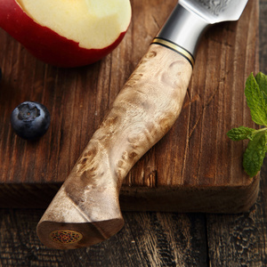 Coltello da Cucina HEZHEN in Acciaio Damascato per Frutta con Manico in Legno di Sicomoro Figurato - Product Image 5