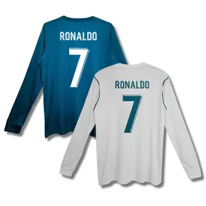 Toptan gerçek kulüp retro 17/18 uzun kollu en kaliteli spor #7 Ronaldo futbol formaları