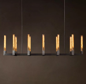 American Villa Salon Salle à manger Cuisine Linéaire <span class=keywords><strong>Rectangulaire</strong></span> <span class=keywords><strong>Suspension</strong></span> Lampe Branche Laiton <span class=keywords><strong>Suspension</strong></span> <span class=keywords><strong>Lustre</strong></span> - Product Image 3