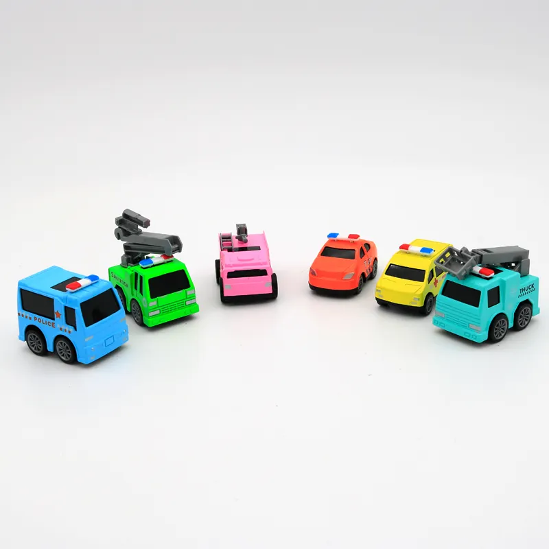 Hot Selling Kids Plastic Frictie Speelgoedvoertuigen 6 Stks/set Kinderen Traagheidscartoon Engineering Voertuig