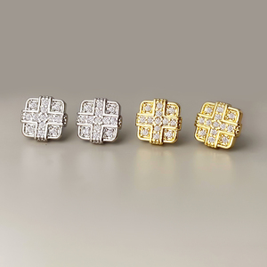 Pendientes de latón con circonitas para hombre, estilo hip-hop, chapados en oro de 18 quilates y rodio, ideales para fiestas. - Product Image 3