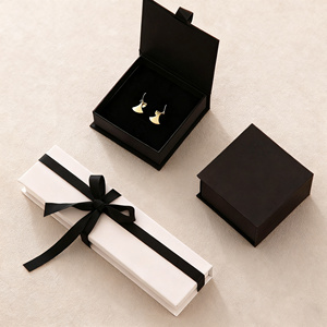 Custom ISO9001 Personalized White Black Magnetic <b>Gift</b> <b>Box</b> Ribbon Self Erecting Design Small <b>Large</b> Size Jewelry & Watch Packaging - Product Image 1