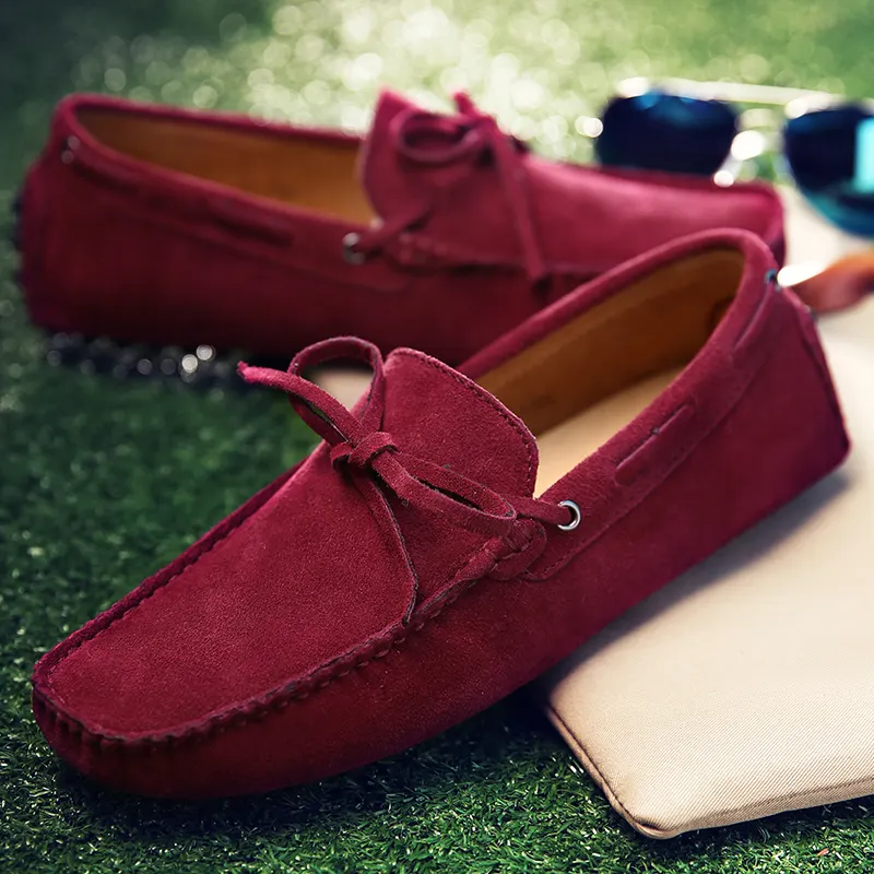 men casual shoes classic original suede leather penny loafers slip on flats male moccasins peas shoes