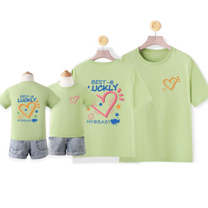 Verano 220g algodón pesado manga corta <span class=keywords><strong>Camiseta</strong></span> suelta trajes a juego para camisetas familiares - Product Image 5