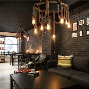 Candelabro de cuerda de cáñamo de <span class=keywords><strong>estilo</strong></span> austriaco, lámpara de <span class=keywords><strong>estilo</strong></span> <span class=keywords><strong>Industrial</strong></span> Retro, tienda de ropa personalizada, decoración creativa para el hogar - Product Image 4