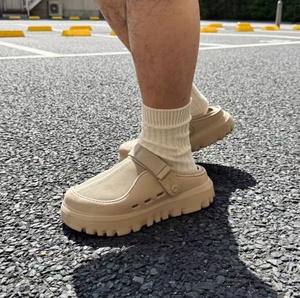 Mesh Velcro <b>half</b>-trap summer breathable thick-soled elevated head-covering outdoor casual hole-shaped <b>slip</b>-on shoes - Product Image 2