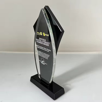 Plaques de récompense en cristal noir vierges pour entreprises, trophées en verre cristal pour échantillons, vente en gros