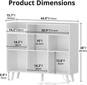 Mueble Moderno para Tocadiscos de Madera, Estante para Discos de <span class=keywords><strong>Vinilo</strong></span>, Almacenamiento para 500 Álbumes, con Enchufe, Aparador, Mueble de Salón - Product Image 3