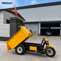 Chariot de transport de matériaux électrique à trois roues avec carrosserie en acier pour les chantiers de construction, équipement de manutention commercial