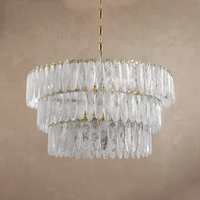 Lustre rond en verre de style américain moderne, luminaire suspendu de luxe haut de gamme pour salon, salle à manger, villa