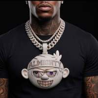 Nouvel Arrivage Pendentif Hip Hop en Argent 925 entièrement serti de Moissanite, Personnage de Dessin Animé Personnalisé, Bijou Statement pour Hommes, Streetwear et Fêtes