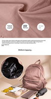 Sac à dos imperméable pour femme avec fermeture éclair, compartiment intérieur, bretelles à coussin d'air, convient aux ordinateurs portables jusqu'à 14 pouces, idéal pour les voyages