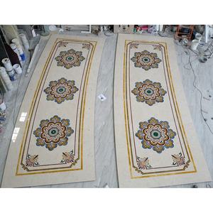 Médaillon en marbre de luxe à motifs floraux en jet d'eau, design de carrelage de sol d'escalier, marbre <span class=keywords><strong>beige</strong></span> incrusté pour villa et maison - Product Image 3