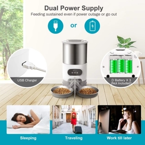 Comedero Automático Ligero de 4.5L con Doble Recipiente, Bandejas de Acero Inoxidable y Plástico, Control por WiFi a través de Aplicación, para Perros, Gatos y Mascotas Pequeñas - Product Image 2