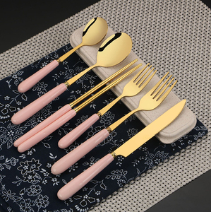 Bán hàng nóng thép không gỉ ngã ba dao và muỗng Bộ đồ ăn Bộ Flatware với sứ xử lý - Product Image 1