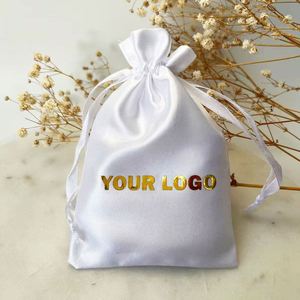 Pochette de rangement personnalisée pour extensions capillaires avec logo, sacs d'emballage pour perruques, sacs à cordon en satin de soie pour mèches de cheveux, idéal pour les cadeaux - Product Image 2