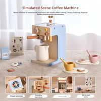 Nouvelle machine à café en bois pour enfants, jouet de jeu de rôle multifonctionnel, mini cuisine éducative précoce, 5-7 ans, unisexe, rose