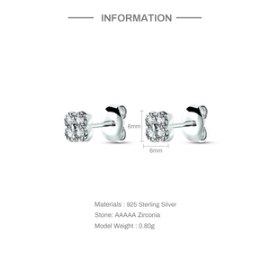 Boucles d'oreilles clous CANNER S925 en argent sterling simple, motif fleur à quatre pétales, zircon 5A et turquoise, plaqué or 18 carats, bijoux pour fille - Product Image 5