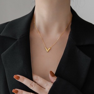 Fashion <b>Jewelry</b> Wholesale Simple V Shaped Stainless Steel <b>Jewelry</b> <b>Set</b> <b>for</b> <b>Women</b> Gold Plated Letter Necklace Bracelet Earrings - Product Image 5
