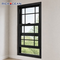 Ventana Corrediza Doble de Aluminio Resistente a la Intemperie RICHOCEAN, Doble Acristalamiento Low-E, Mosquitera Retráctil, Ventanas Verticales