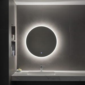 <span class=keywords><strong>Miroir</strong></span> de maquillage LED rond moderne et minimaliste avec éclairage arrière, <span class=keywords><strong>miroir</strong></span> LED mural anti-buée pour salle de bain - Product Image 3