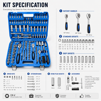 Ensemble d'outils de réparation automobile pour usage industriel et domestique, kit de clés à douilles, outils à main pour l'entretien des voitures