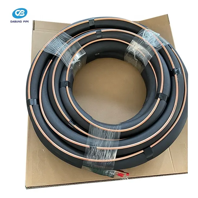 Insulated Copper Coil Line - Seamless Pipe Tube for HVAC, Refrigerant - 1/2" Black Insulation - 25' Long