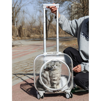 Mochila de Transporte para Mascotas Transparente de Lujo, Impermeable, Portátil, con Ruedas, Gran Capacidad, Ligera, Apta para Viajes en Avión