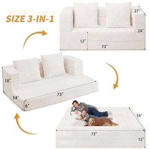 <span class=keywords><strong>Canapé</strong></span>-lit <span class=keywords><strong>convertible</strong></span> surdimensionné sans structure pour dortoir ou salle de jeux avec <span class=keywords><strong>housse</strong></span> lavable - Product Image 4
