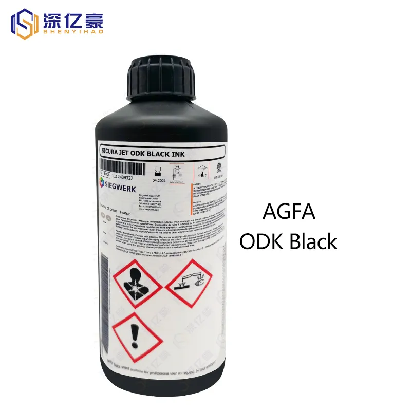 Agfa UV Ink Sicura Jet ODK Black Ink for Ricoh Gen5 Head Inkjet Printer Printing Barcode QR Code