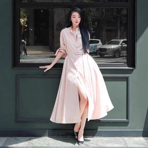 العروس الفرنسية الوقوف الخريف بأكمام طويلة على شكل خط في الهواء الطلق طوق مع وشاح اللباس - Product Image 4