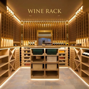 Mueble de Pared para Vino de Lujo, Mueble Bar, Estante para <span class=keywords><strong>Botellas</strong></span>, Soporte de Madera, Exhibidor de <span class=keywords><strong>Botellas</strong></span>, <span class=keywords><strong>Vinoteca</strong></span> - Product Image 1