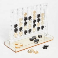 Jeu de Connect 4 Judaica en Lucite avec design miroir doré, support d'affichage en PMMA recyclable, surface polie