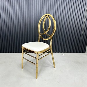 Gold Stainless Steel Wedding <b>Chair</b> with <b>White</b> Cushion Elegant Event & Banquet <b>Dining</b> <b>Chair</b> - Product Image 5