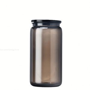 US Warehouse <b>Clear</b> Transparent Colored Jelly 16oz 20oz Plastic Acrylic Cans Soda Beer Can Cup With Colorful PP <b>Lids</b> - Product Image 4