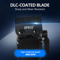 IPRO 8800RPM Máquina de Peluquería para Barberos con Cuchilla DLC Peine Magnético y Batería de 4500mAh