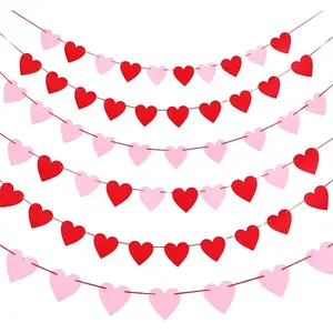 Valentinstag Party Dekorationen liefert keine DIY Pink Red Filz Herz Girlande